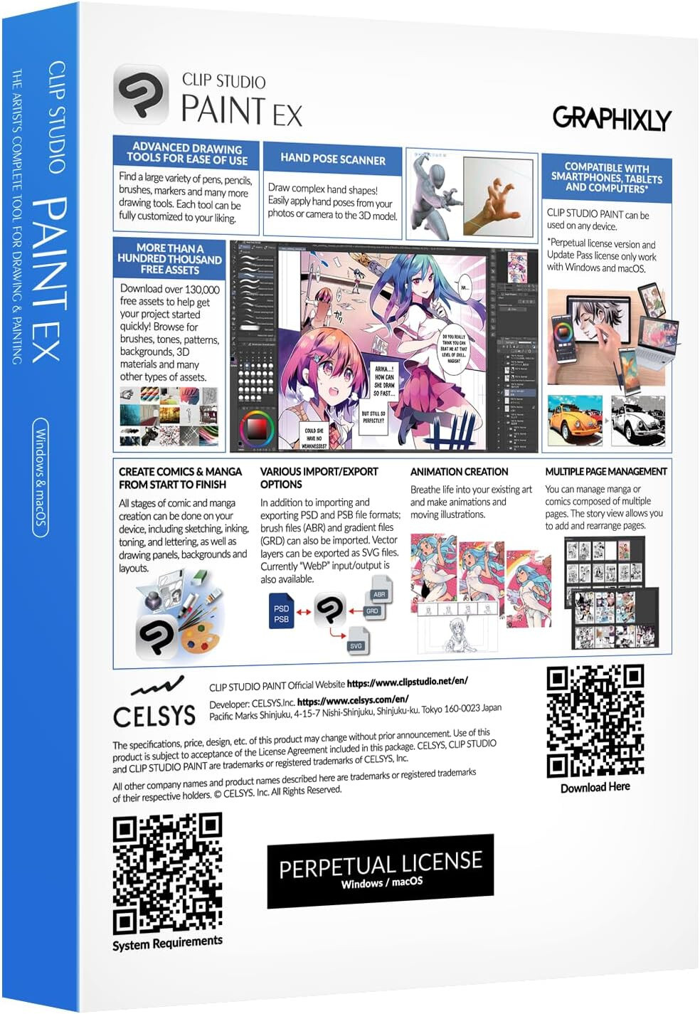 CLIP STUDIO PAINT EX – Version 4 | Perpetual Lic. I Retail Pack w/ Bonus Brushes