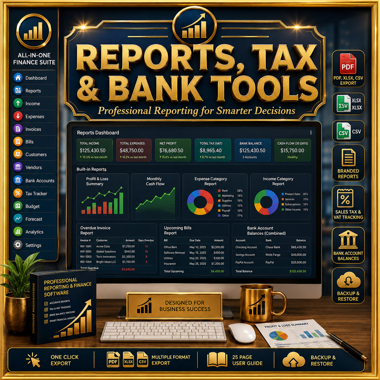 Cash Flow Management Software on USB Small Business Accounting App for Win &Mac