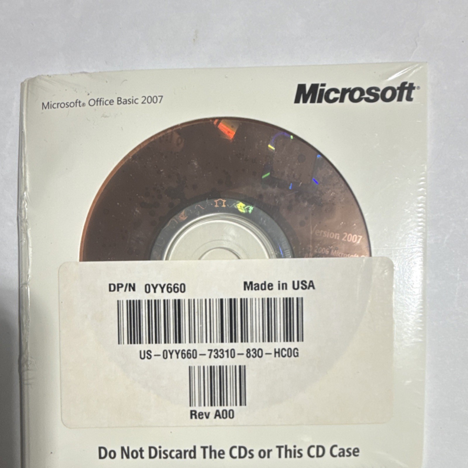 Microsoft Office Basic 2007 CD OEM Office Software Suites MPN 0YY660