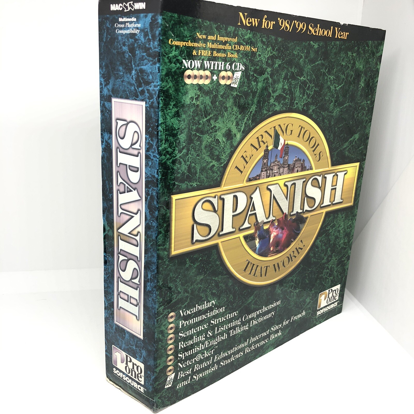 Pro One Sofsource Spanish 6 CDs Tutor In A Box Brand New Sealed