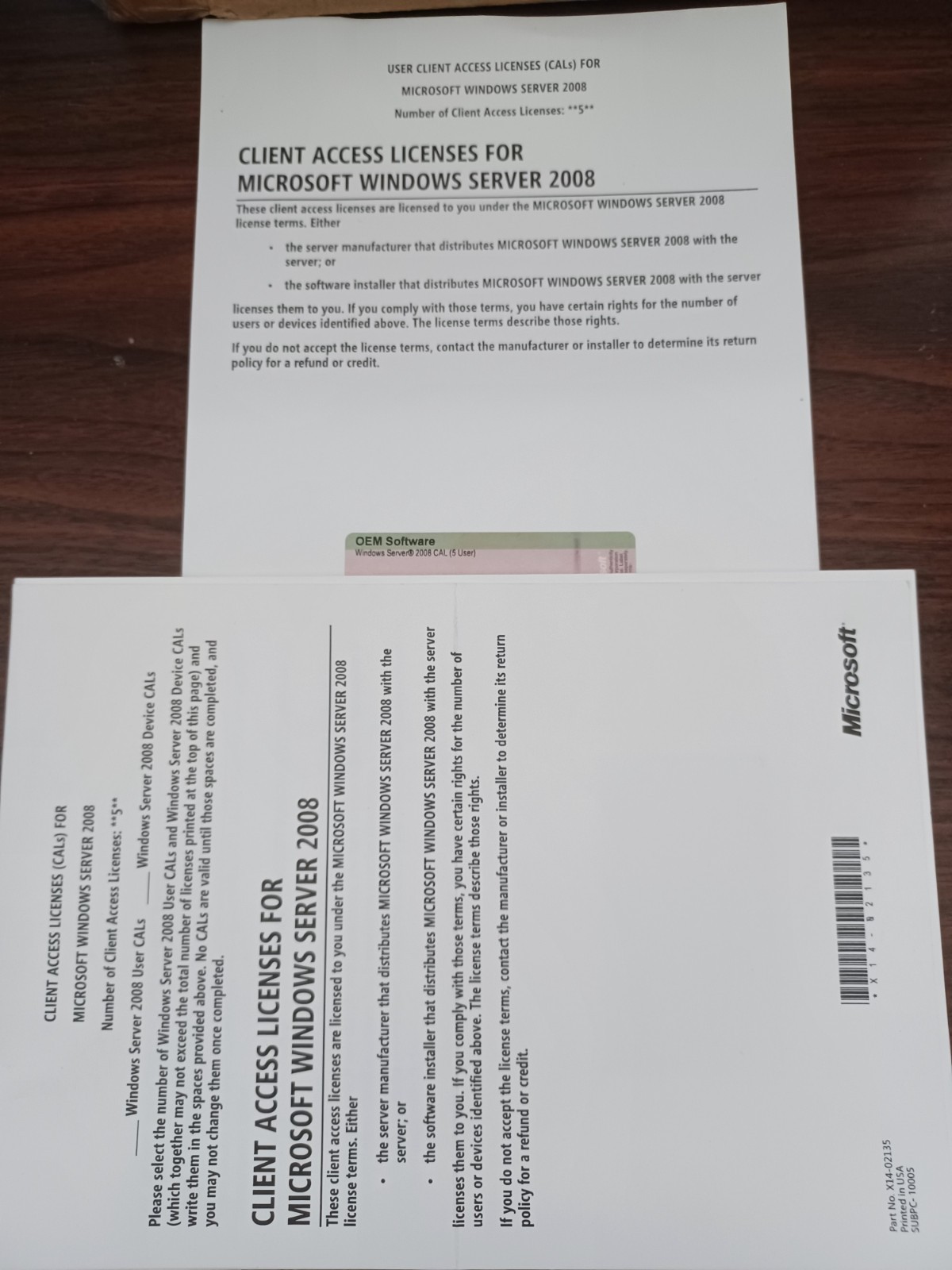 Windows Server 2008 5 User CAL License