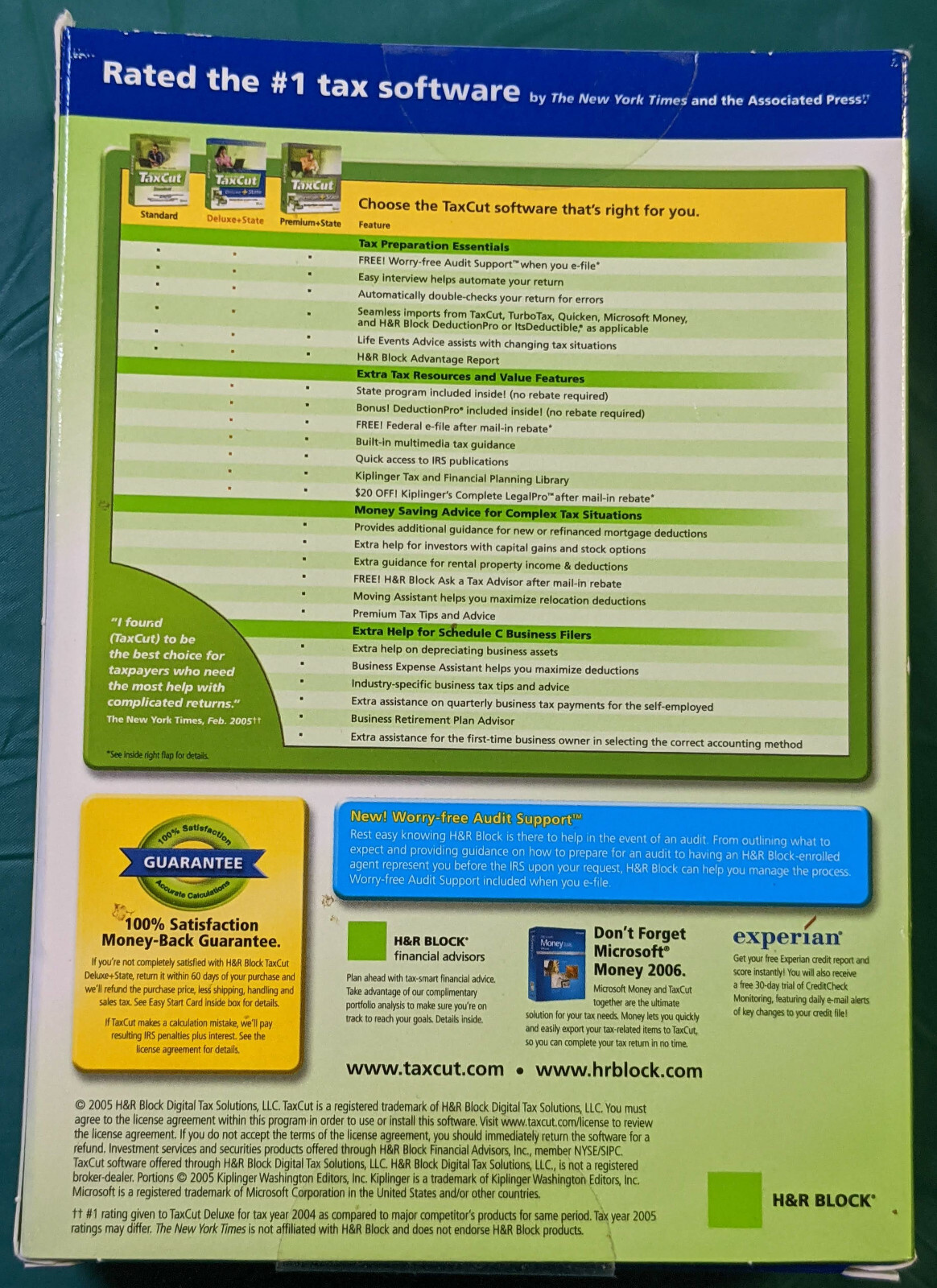 2005 H&R Block TaxCut Deluxe & State includes DeductionPro – See Description