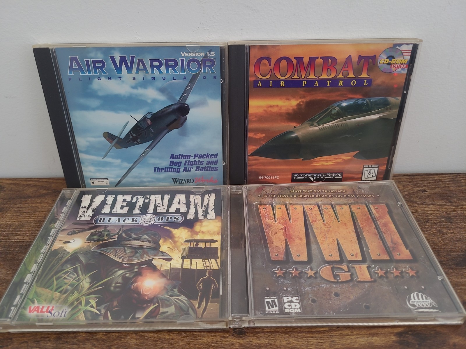 Vintage PC Combat Games Lot: Air Warrior 1.5, Vietnam Black Ops, WWII GI