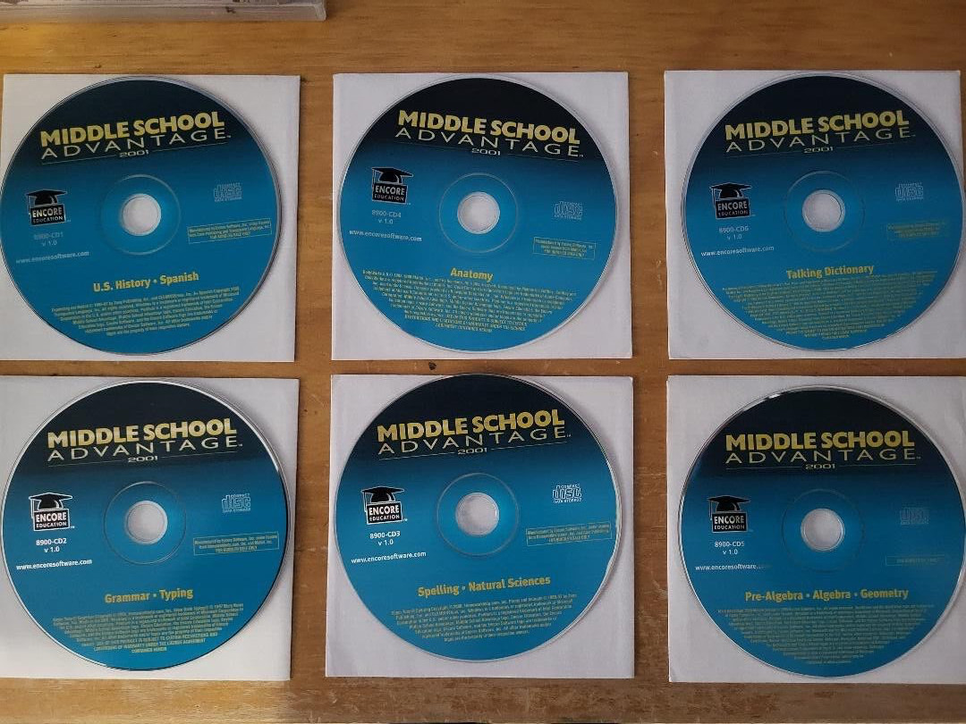 Middle School Advantage 2001 lot, Pre-algebra/Algebra/Geometry + 5 others (CD)