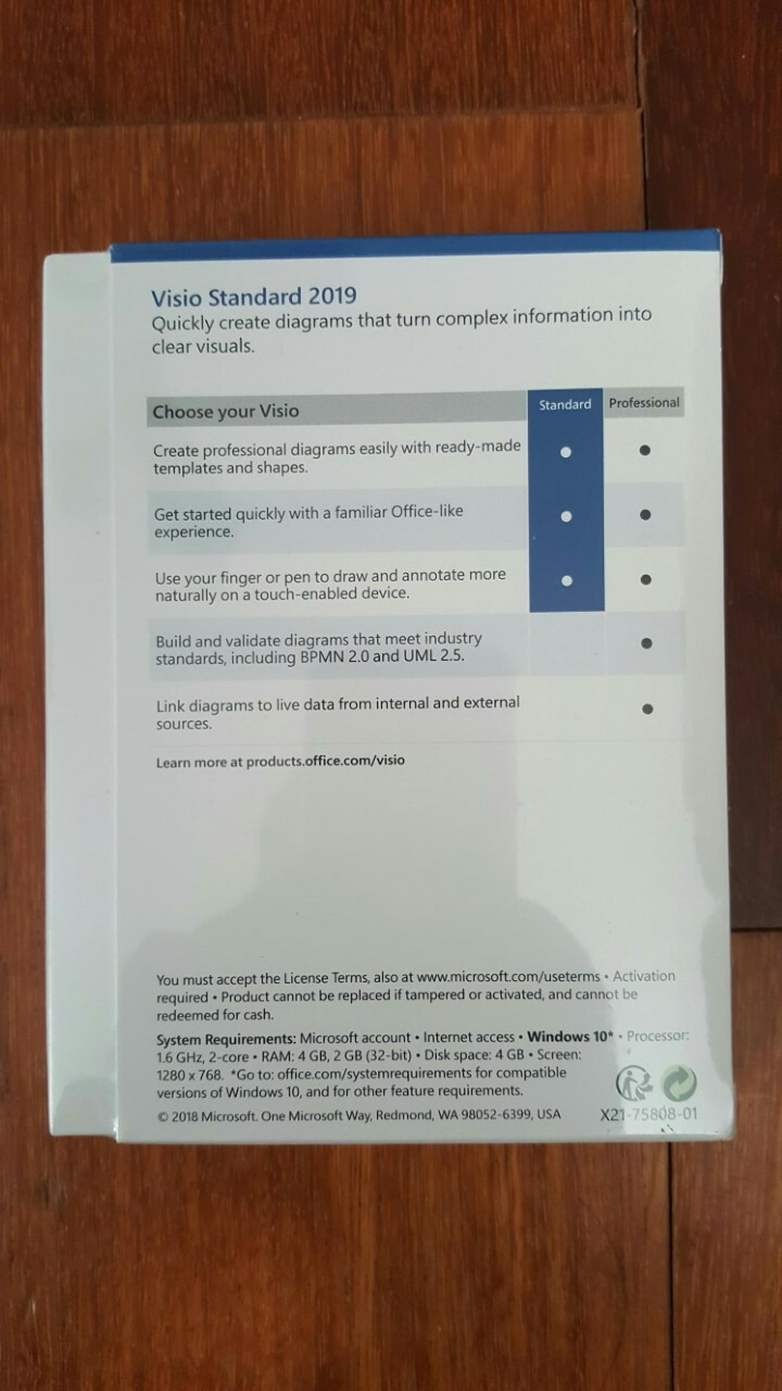 Microsoft Visio Standard 2019 Retail NEW OPENED Box D86-05829 GENUINE! OPEN BOX