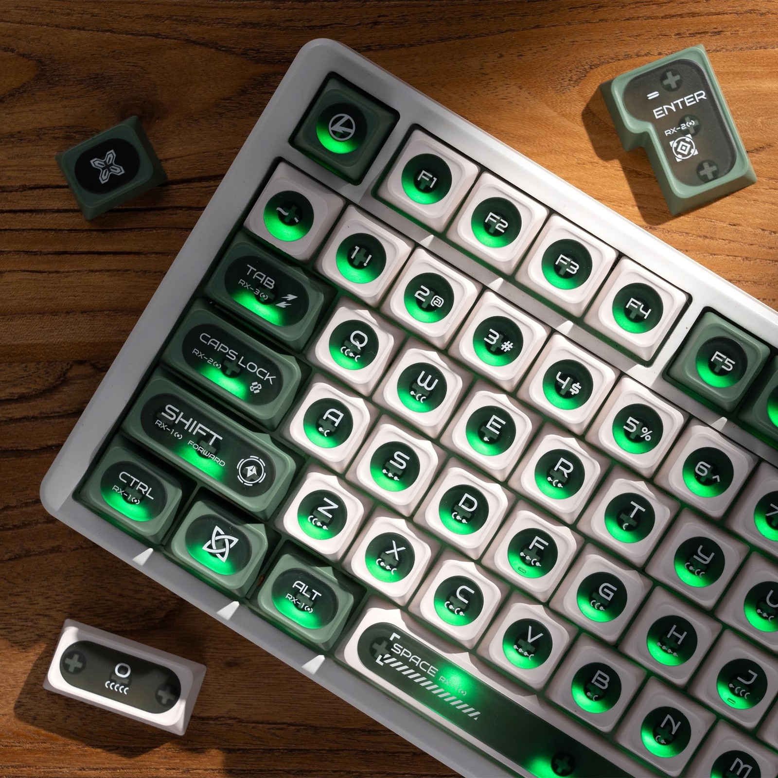 OHY XVX Green and White Shine Through Keycaps for Mechanical Keyboards – 136 …