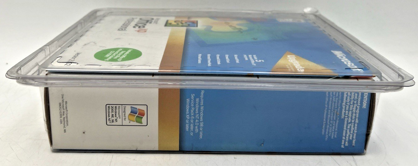 MICROSOFT OFFICE XP PROFESSIONAL CD VERSION 2002 SEALED CLAMSHELL PACKAGING
