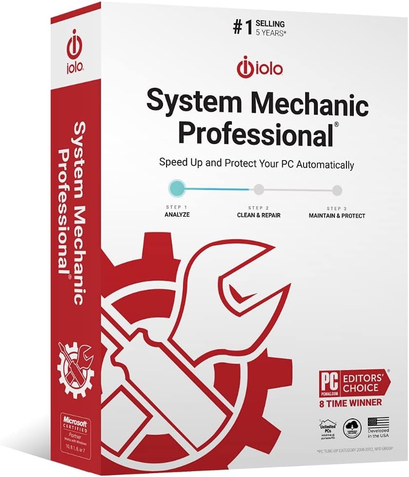 iolo – System Mechanic Pro, Computer Cleaner for Windows, Blocks Viruses and…