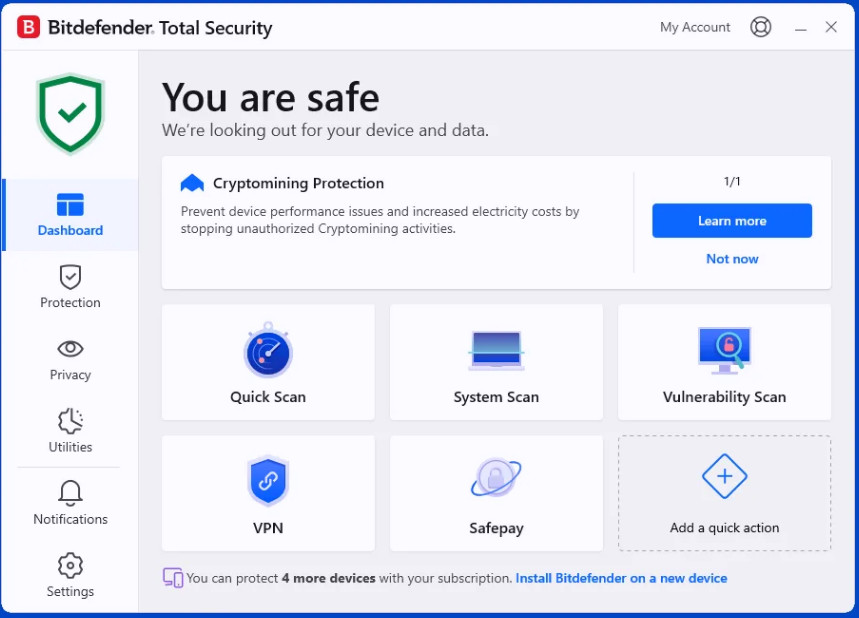 Bitdefender Total Security 2026 3 Years 1 To 15 Devices + Daily VPN