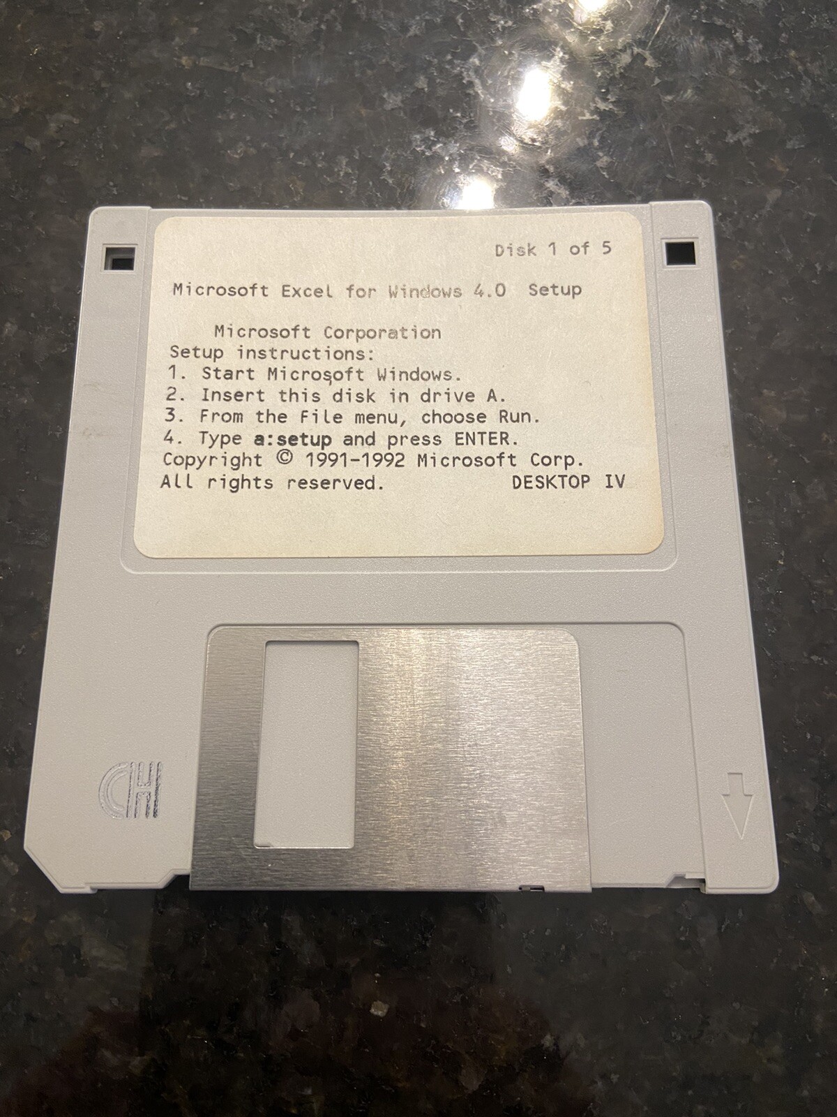 Microsoft Excel 4.0 – 3.5” Floppy Disk. Set Of 5 Disks – 0003