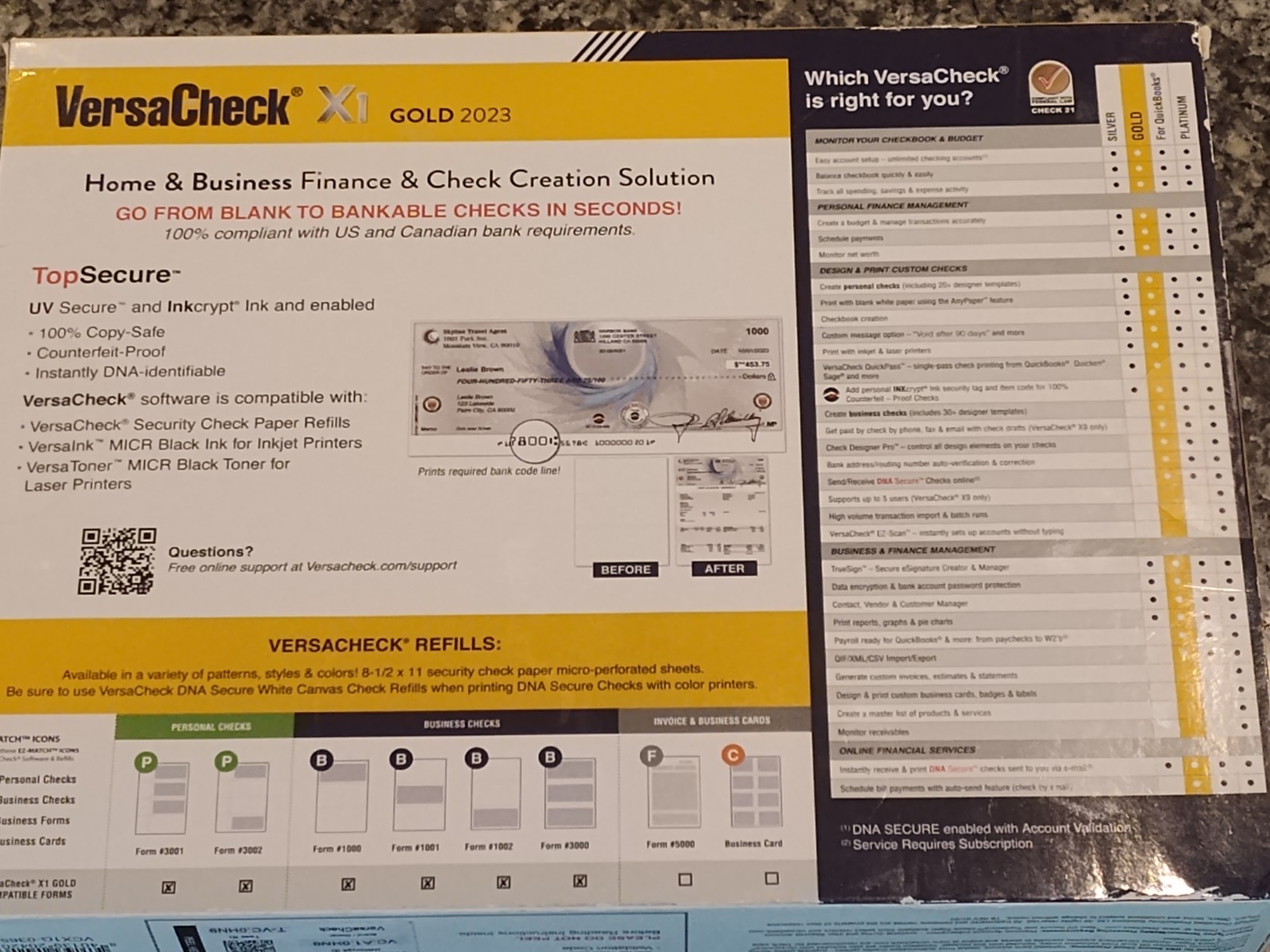 VersaCheck X1 GOLD 2023 HOME BUSINESS CHECK CREATION SOLUTION TOP SECURE Sealed