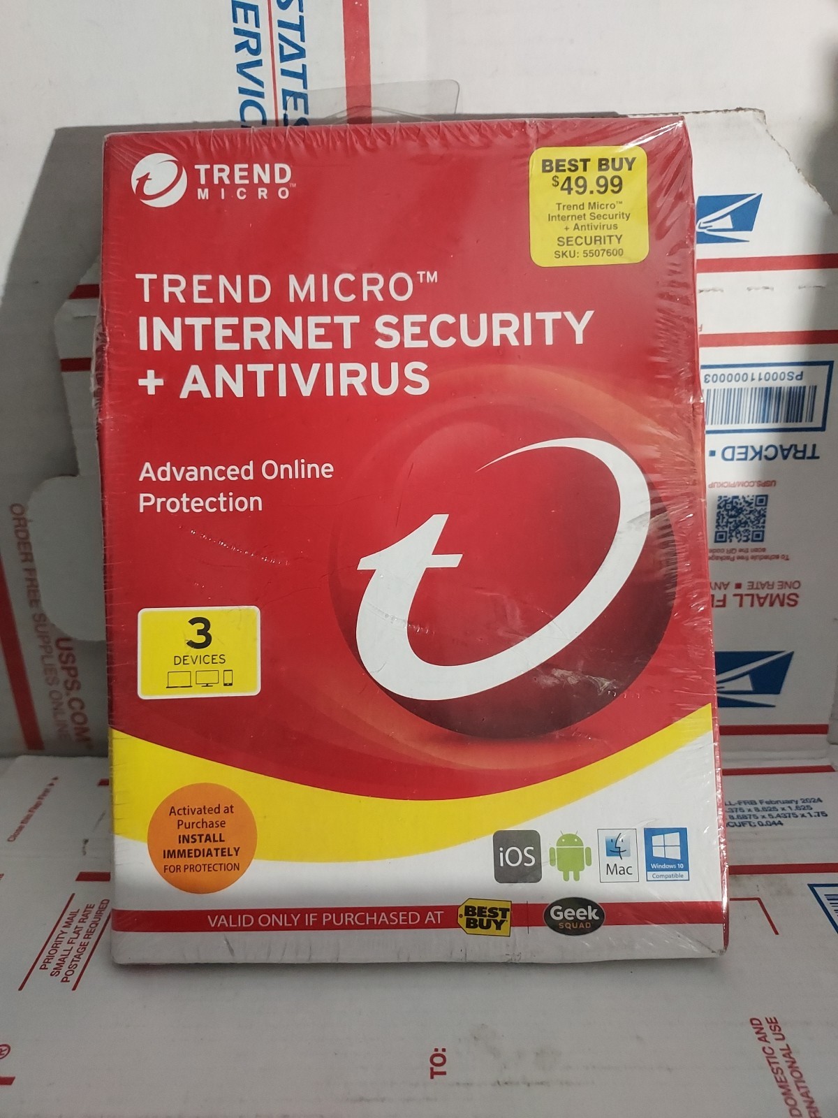 Trend Micro Internet Security + Antivirus 3 Devices Brand New Sealed – #139