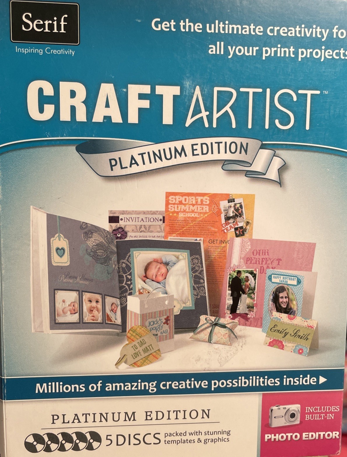 Craft Artist Platinum Edition Print Projects- Photo Editer 5 disc set templates