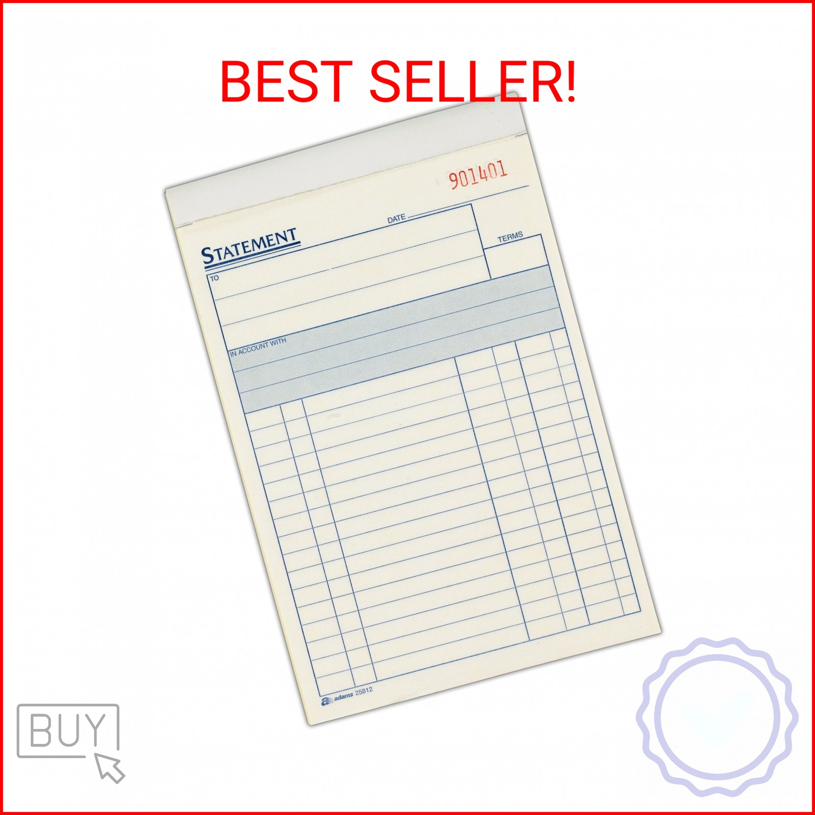 Adams All-Purpose Statement Book, 2-Part with Carbon, 5.56 x 8.44 Inches, White/