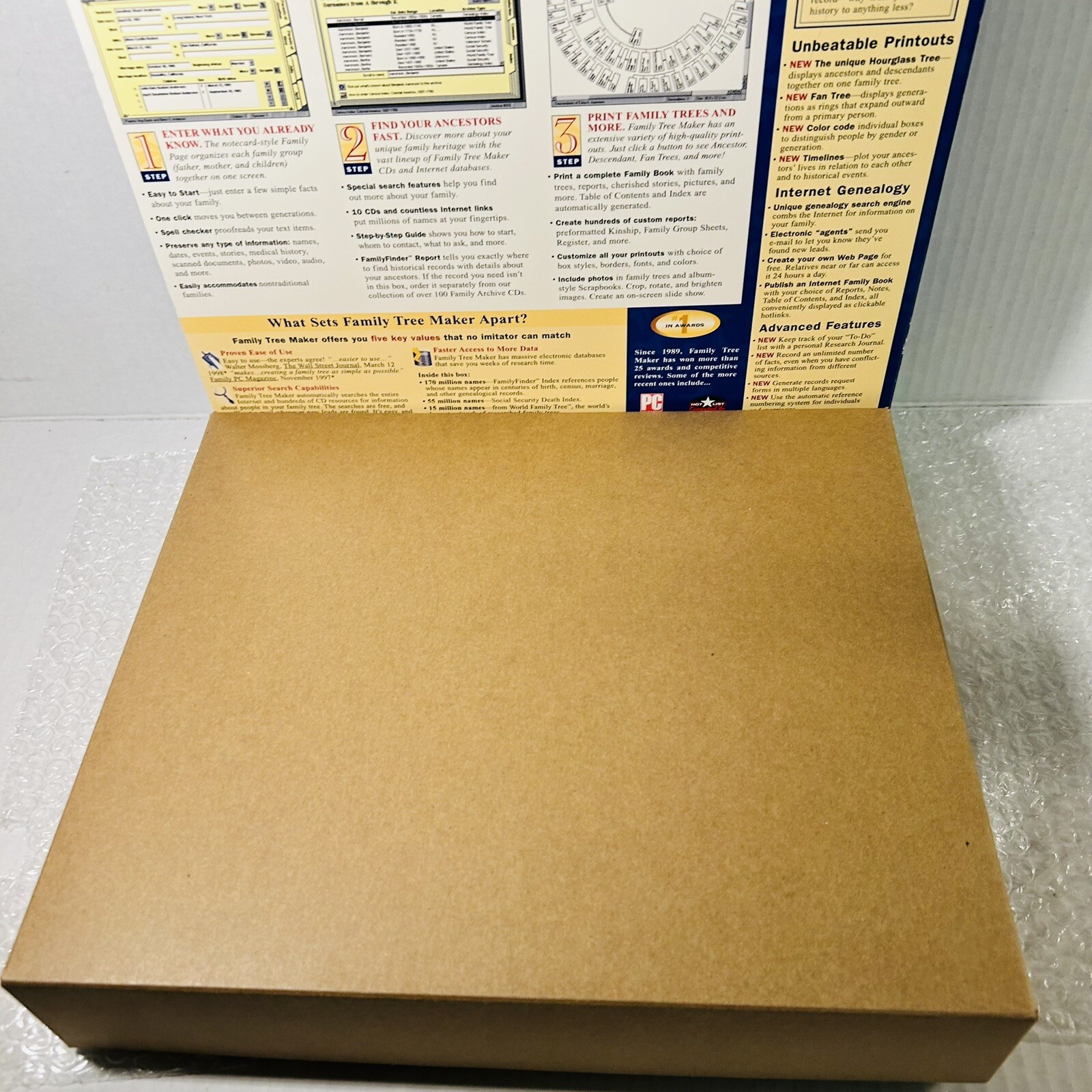 Family Tree Maker Version 5 10-CD Gift Set PC WIN 95/98 Broderbund NEW Open Box