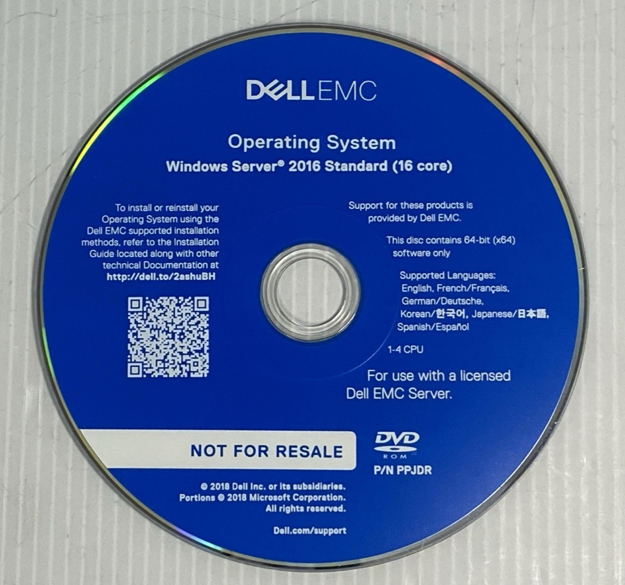 Dell Microsoft Windows Server 2016 Standard 16 Core Install DVD (no key)