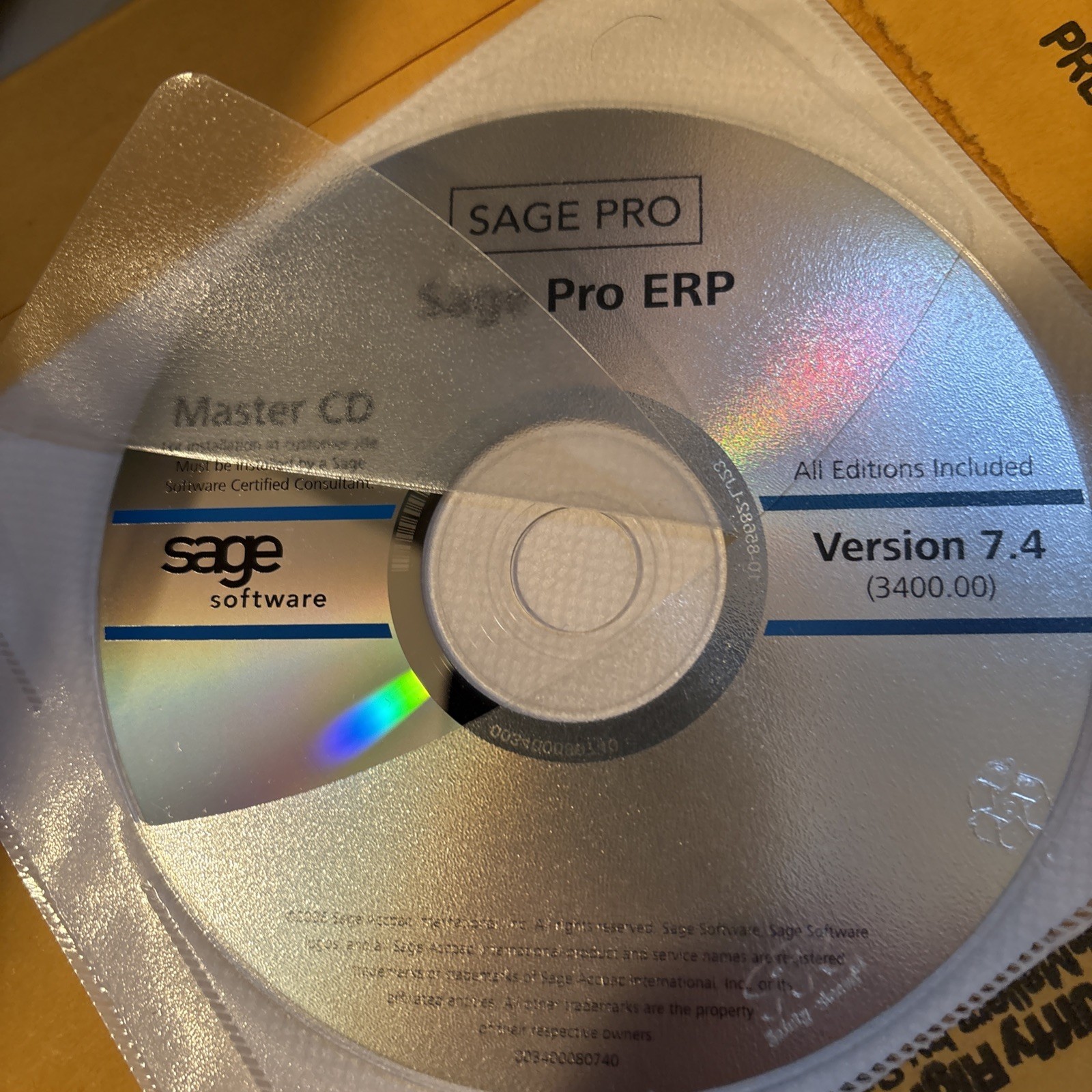 BRAND NEW NEVER USED Sage PRO SERIES MASTER CD Ver7.4. All Editions Included.