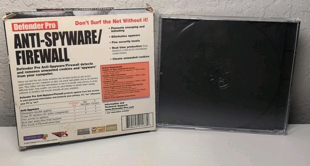 Defender Pro Plus Anti Virus / Firewall PC CD ROM B232