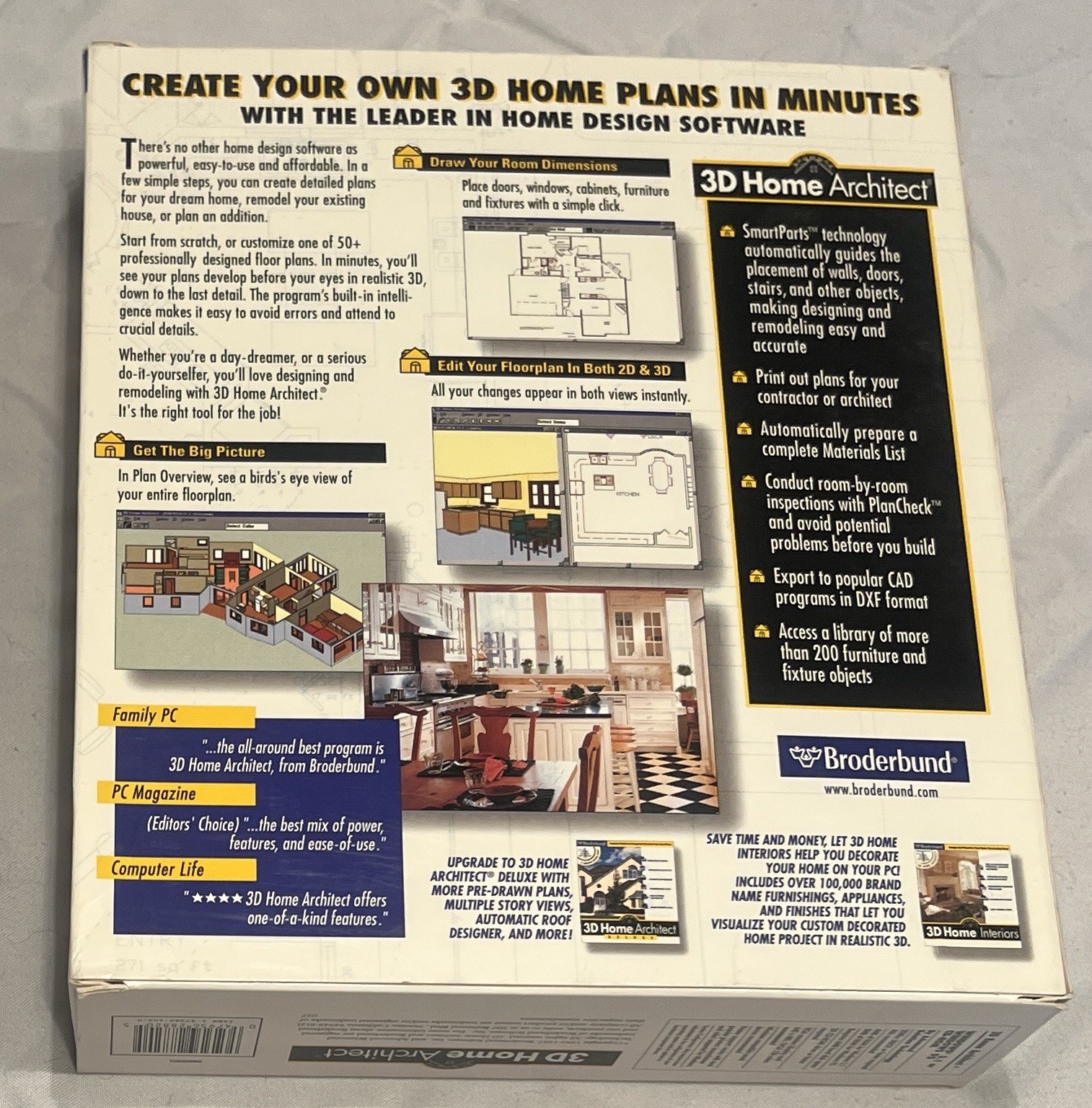 Broderbund 3D Home Architect 3.0 Interiors Deluxe 2.0 Win 95 Home Plans Remodel