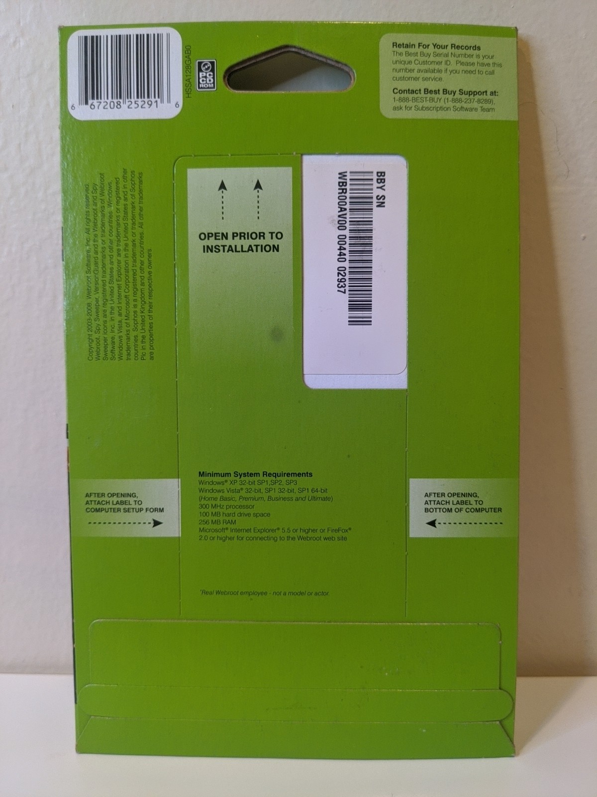 Webroot Spy Sweeper w-AntiVirus, Windows XP, Vista 2003-2008 Pkgd w/eMachine PC
