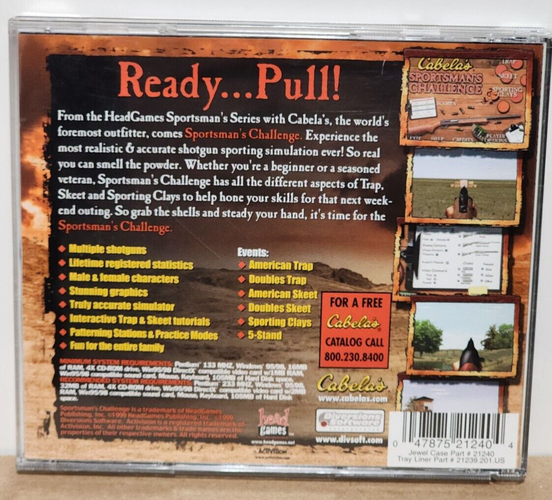 Cabela’s Sportsman’s Challenge Vintage CD ROM PC Software Game Activision 1999