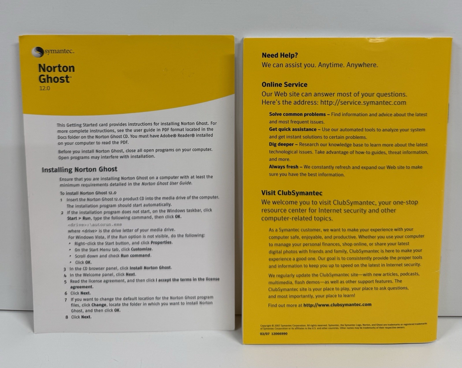 Symantec Norton Ghost 12.0 Product Key User Guide Instructions Windows Vista XP