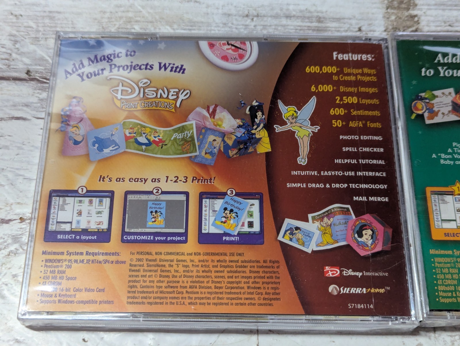 Disney Print Artist CD (2) ~ Scrapbooking Crafts Character Images Pooh Mickey