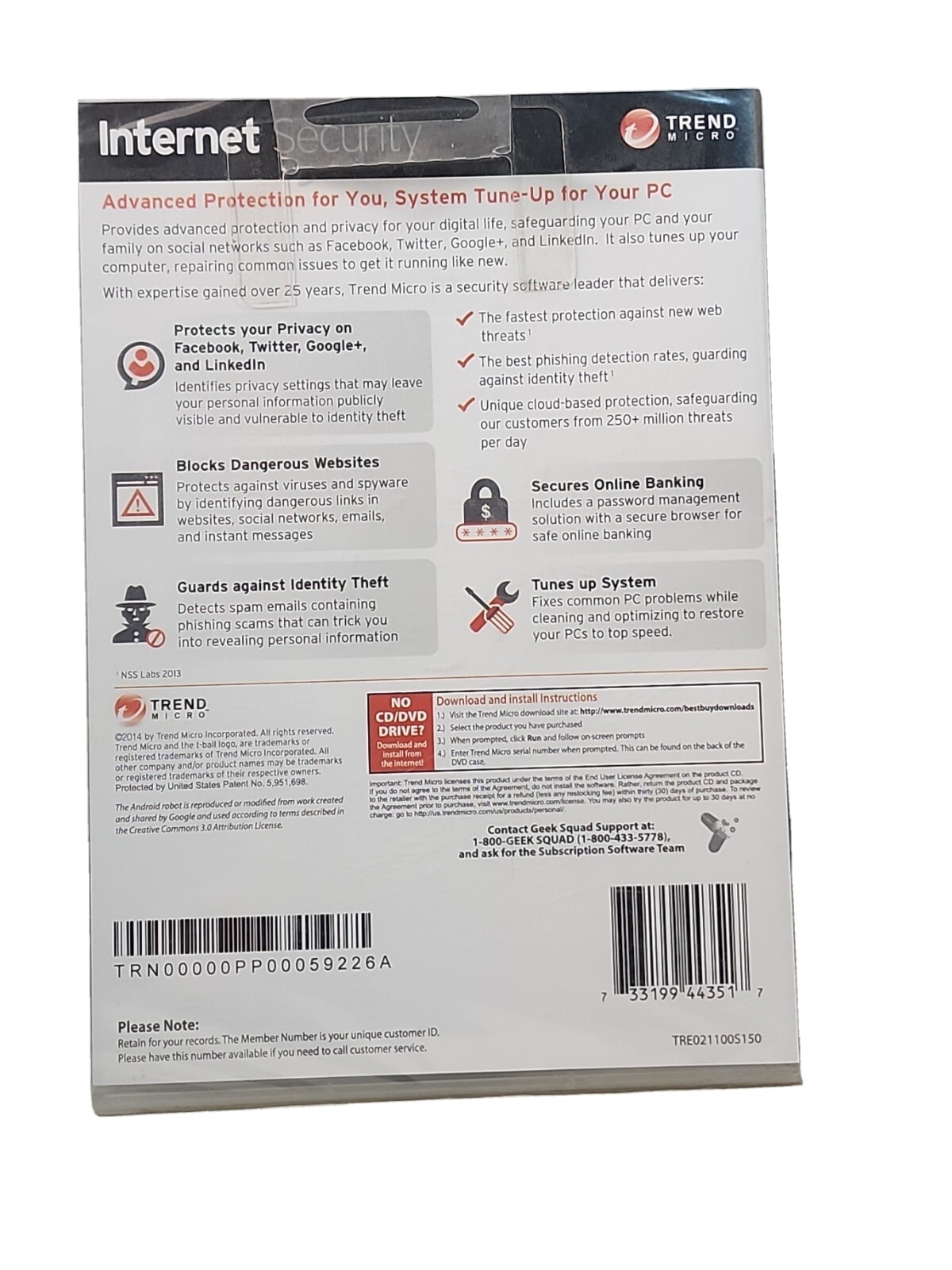Trend Micro Internet Security (Windows 8/Mac/And/iOS, 3 Devices Protected) NEW