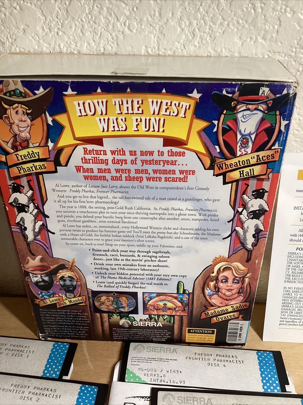 Freddy Pharkas Frontier Pharmacist Big Box MS DOS 5.25 Sierra (1993)