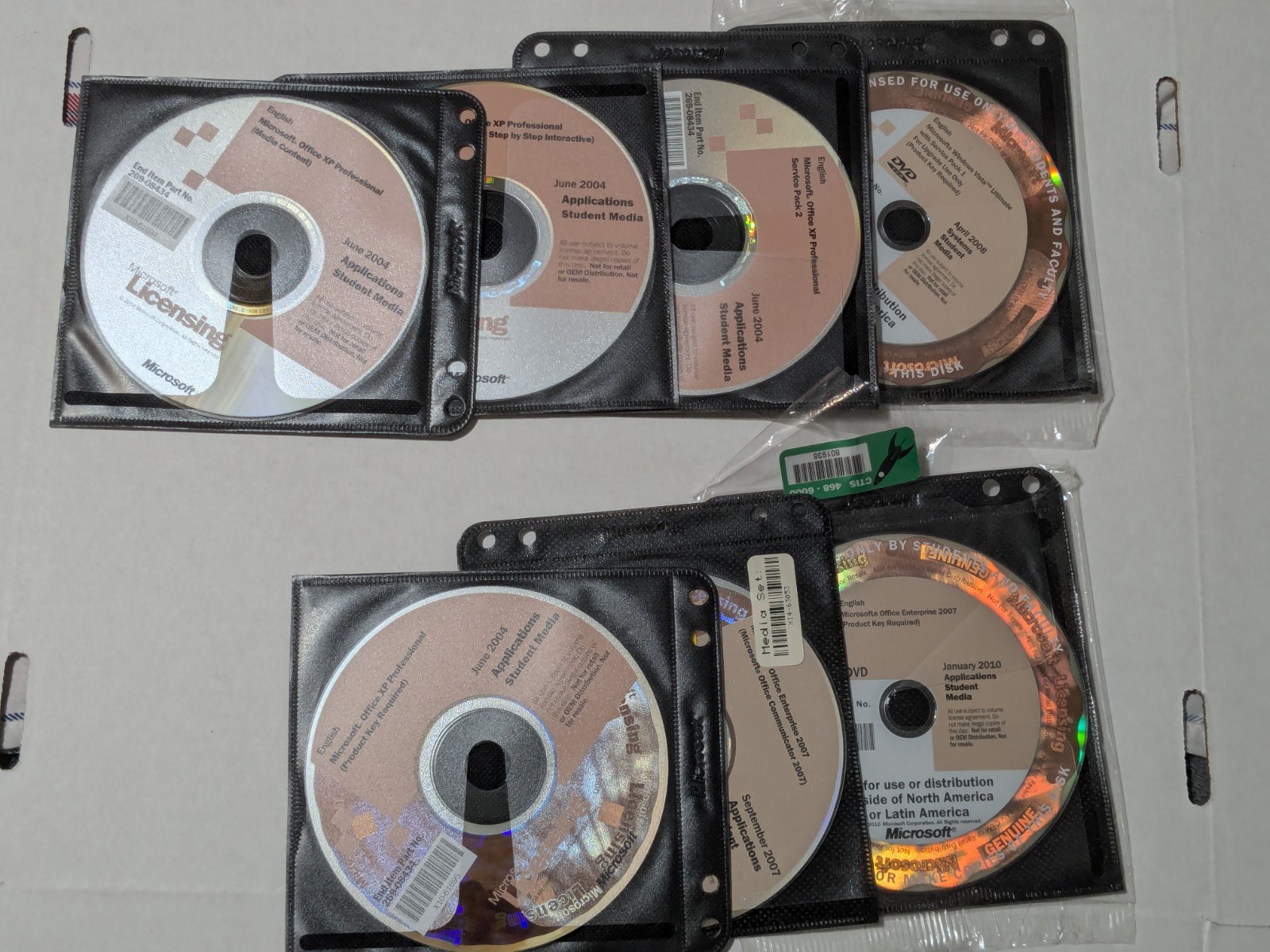Microsoft Office XP Professional Application Student Media / 7 discs Dates Vary