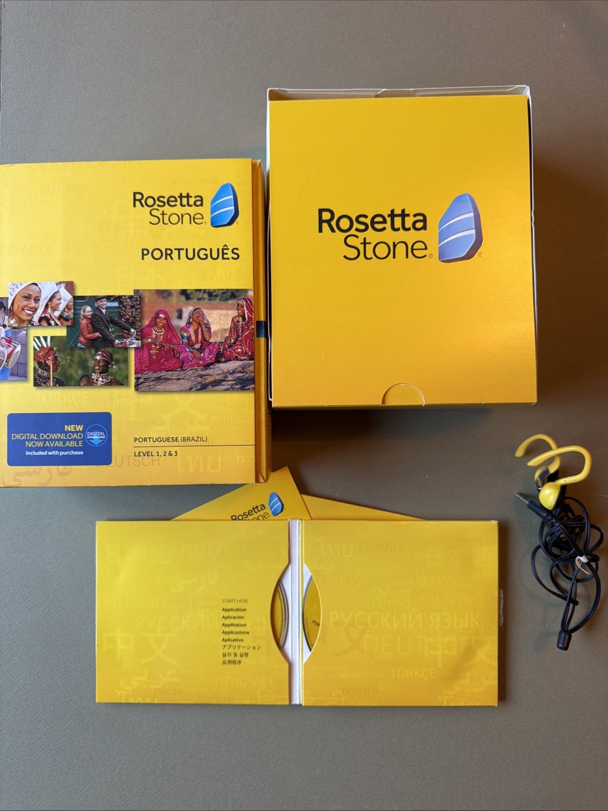 Rosetta Stone Portuguese Level 1-3 Software PC Mac Headset Microphone No Code