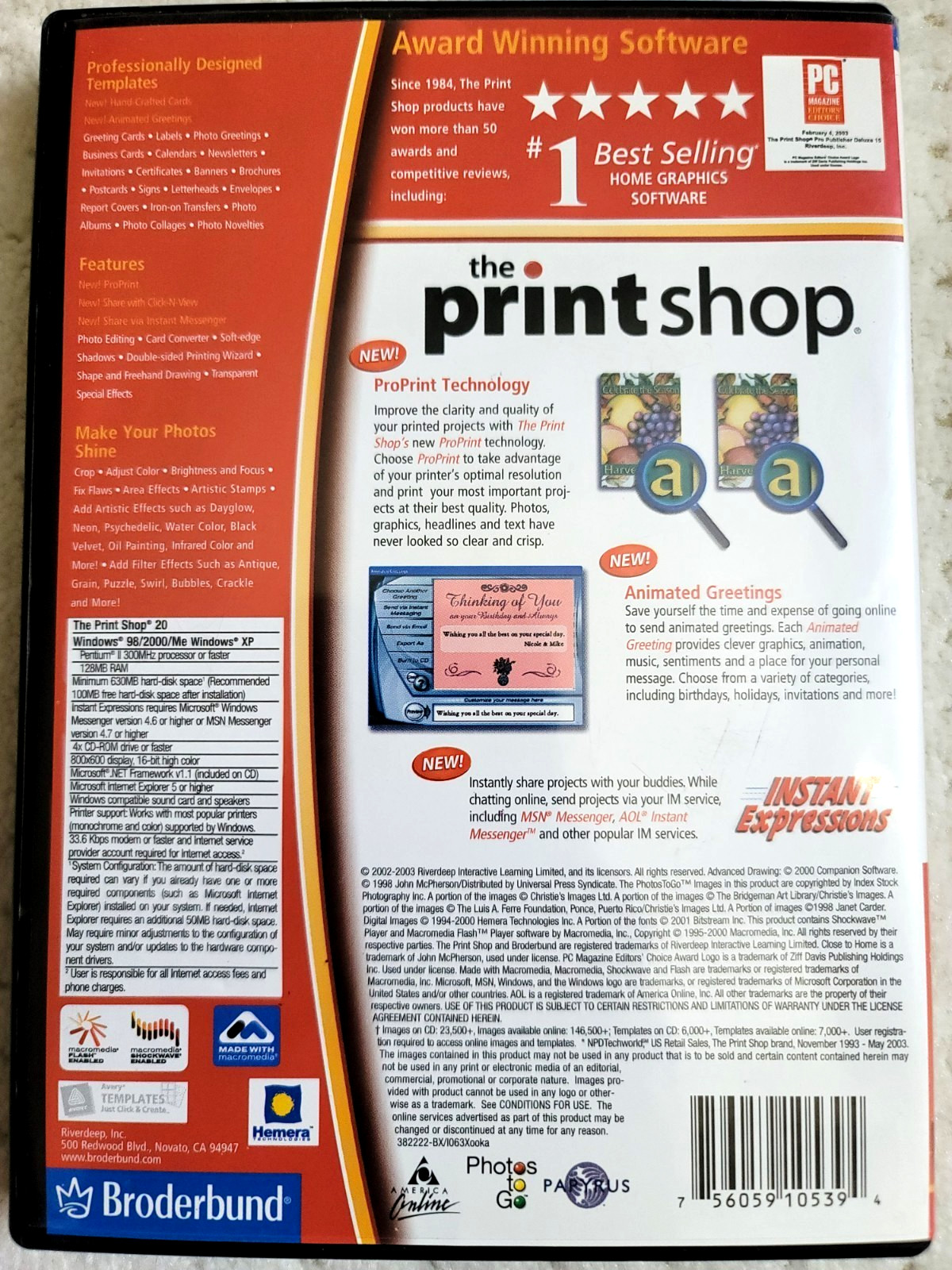 BRODERBUND THE PRINTSHOP VERSION 20 PC CD-ROM SOFTWARE DISC