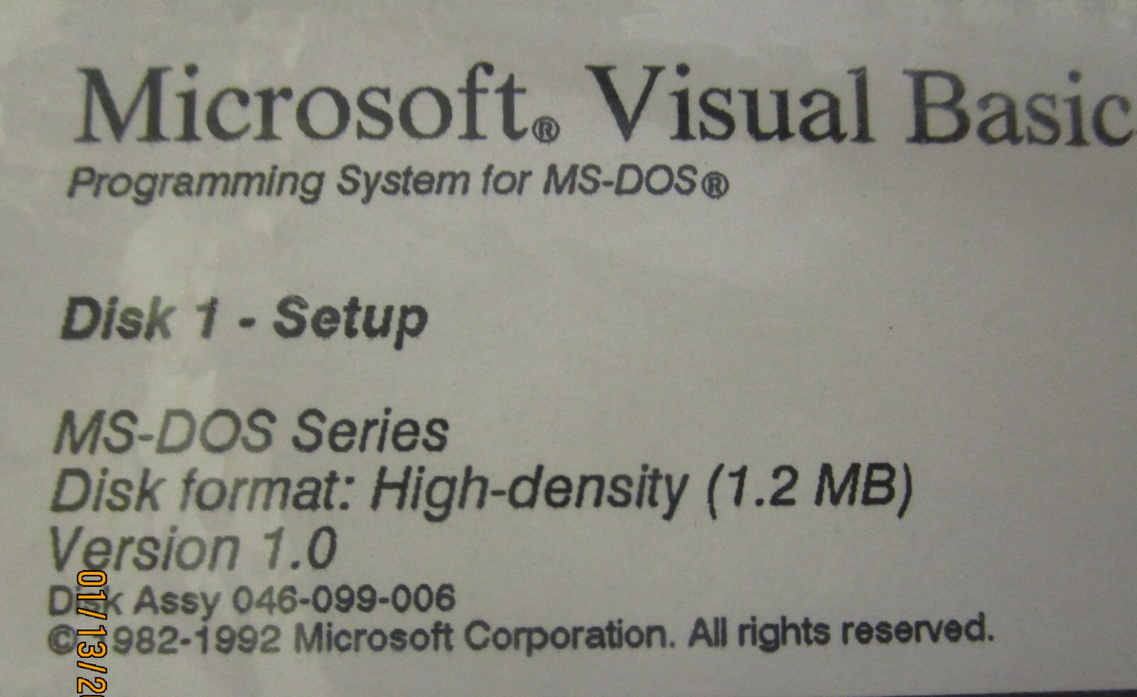 Microsoft Visual Basic Standard Edition DOS Version 1 5.25″ floppys NOS