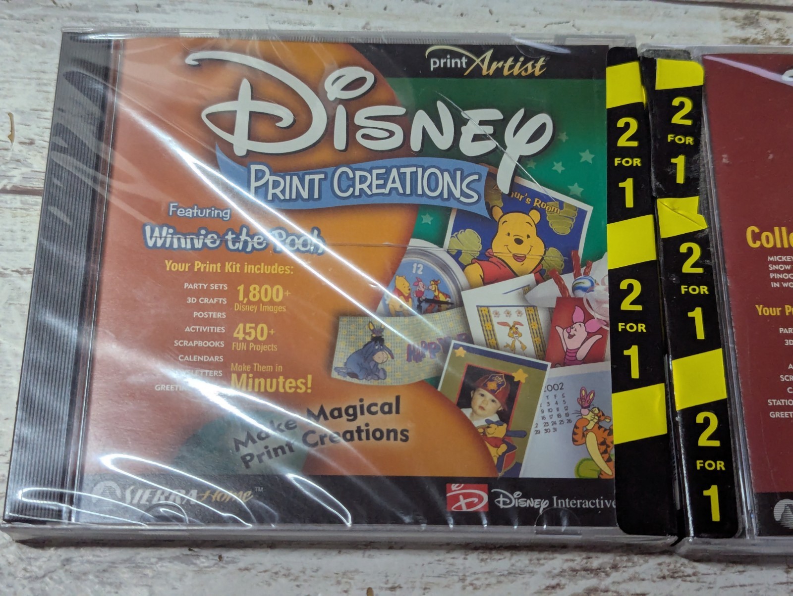 Disney Print Artist CD (2) ~ Scrapbooking Crafts Character Images Pooh Mickey