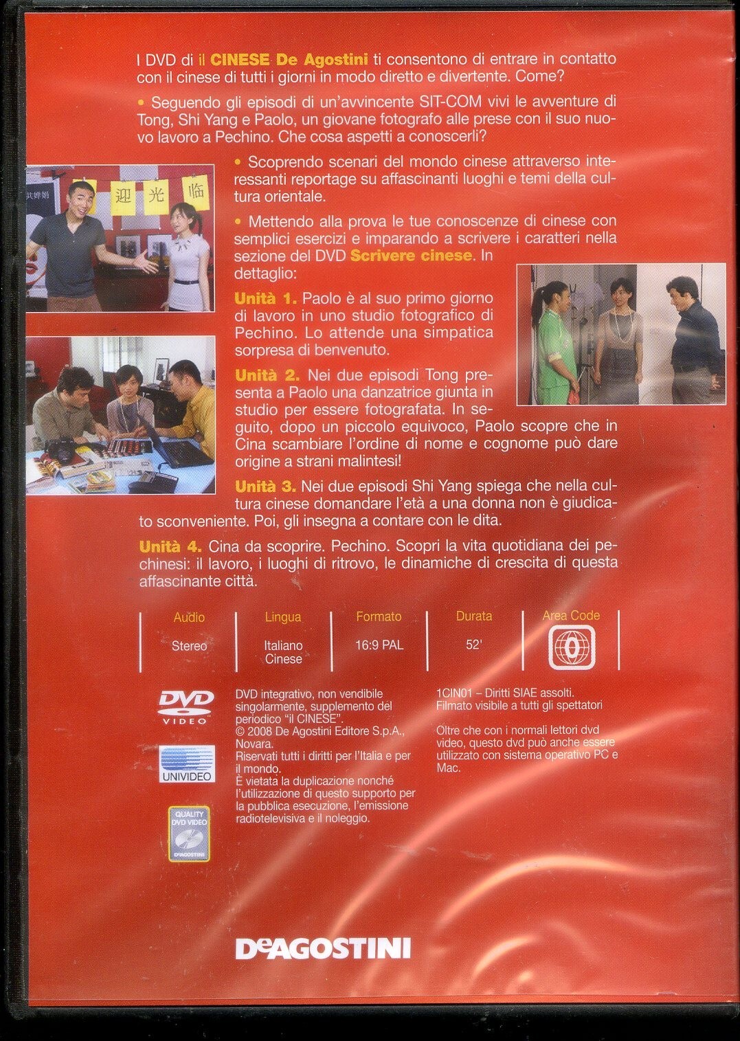 2008 CORSI DI LINGUE – IL CINESE – UNITA’ 1 – 4 DE AGOSTINI – DVD