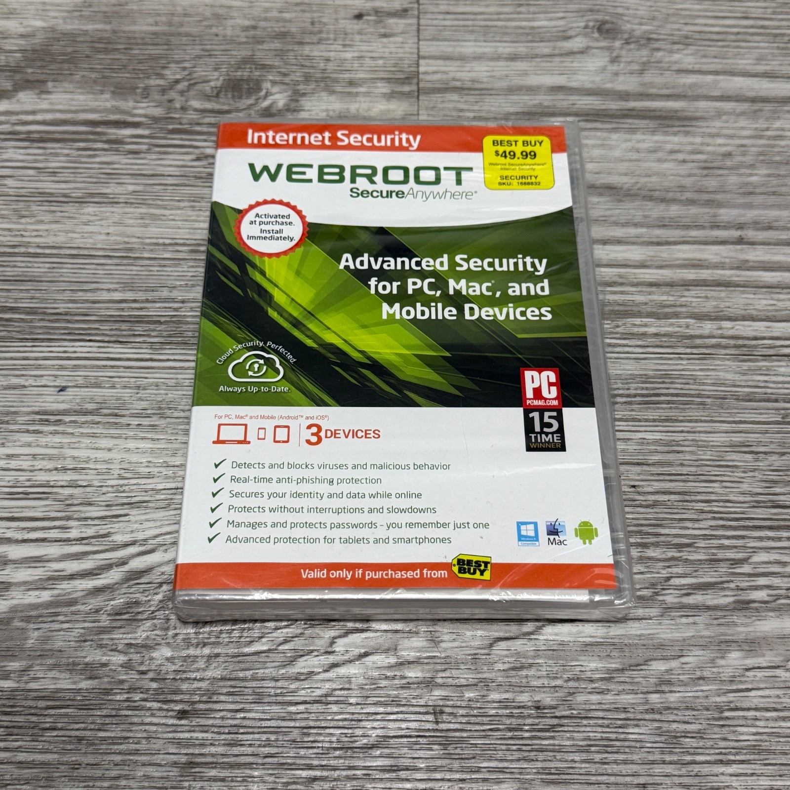 Webroot SecureAnywhere Internet Security w/ Antivirus New Sealed Key Code