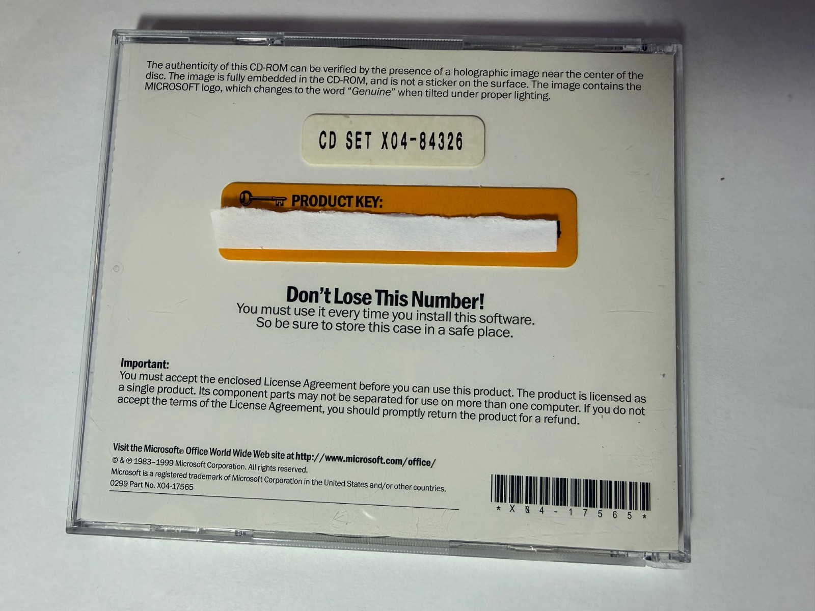 Microsoft Office 2000 Professional Upgrade 2 Cd Plus Key VG