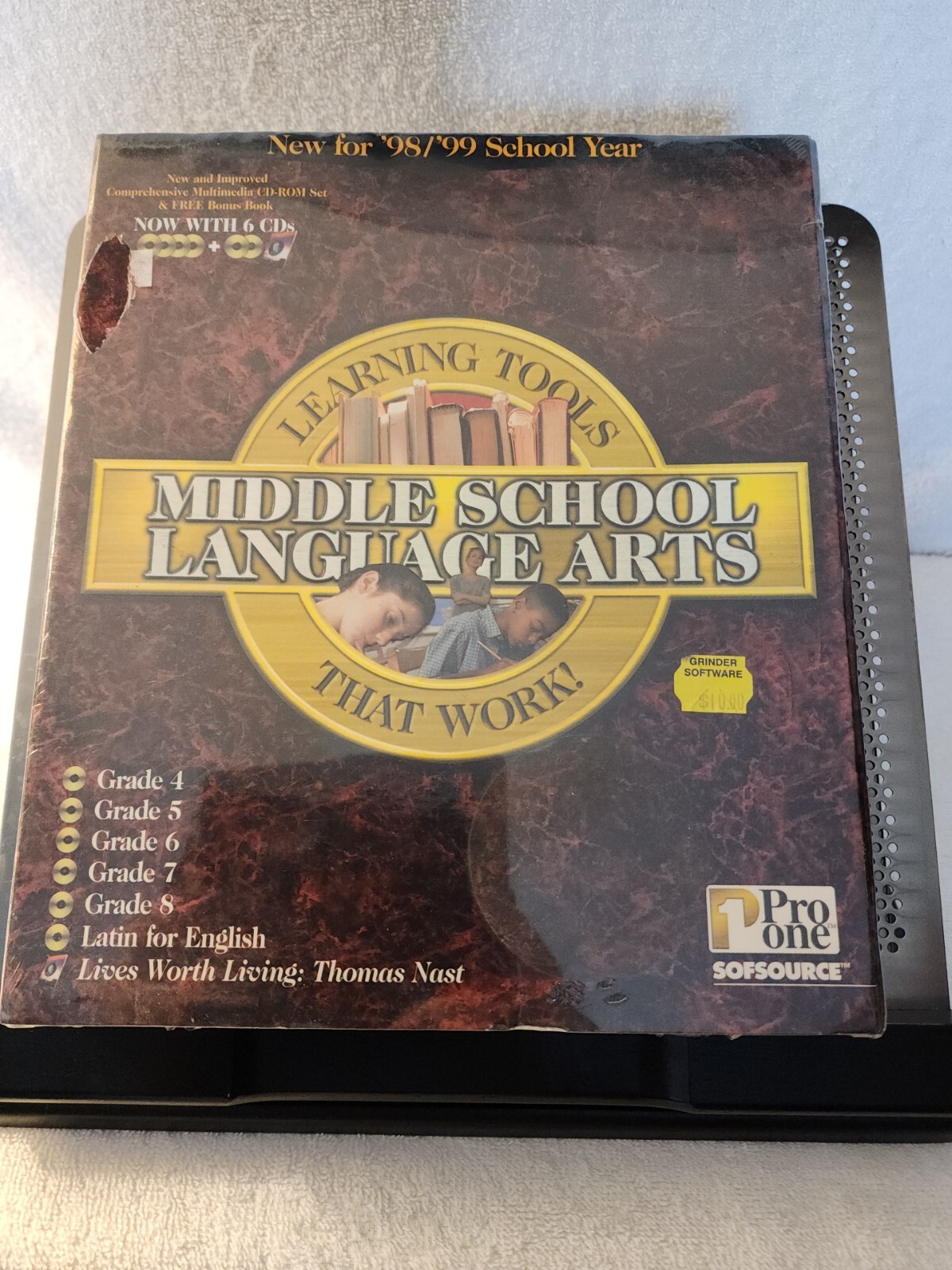 VINTAGE Pro One Middle School Language Arts Grade 4-8 CD-ROM SET W/BONUS BOOK