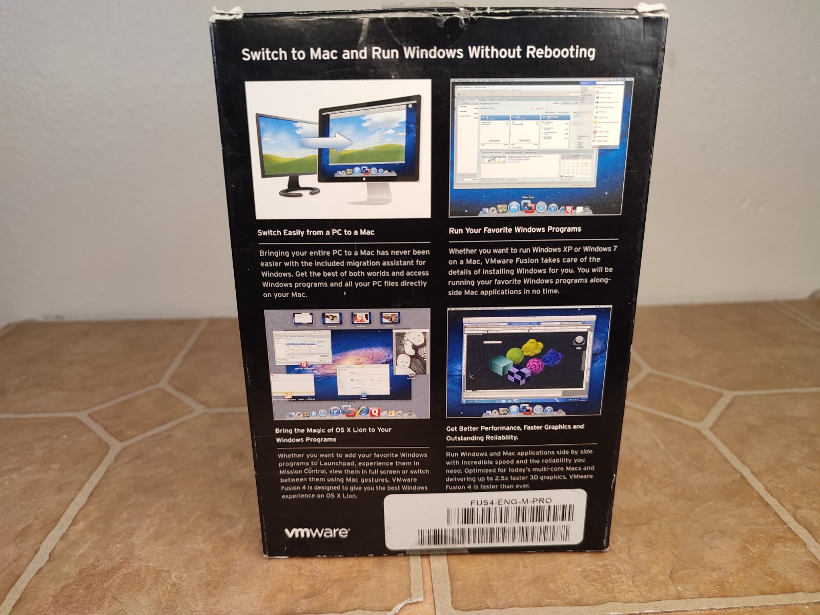 VMware Fusion 4 NIOB (?) Complete Box Set w/ Code Old Version Lion