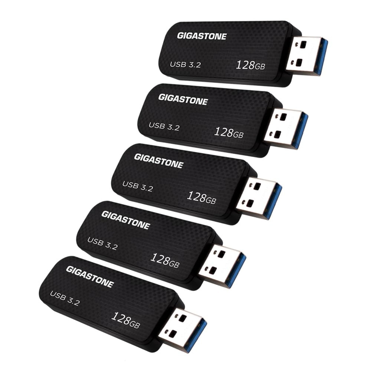 Gigastone 128GB Flash Drive 5 Pack USB 3.2 Gen1 100MB/s Keychain Carbon Fiber
