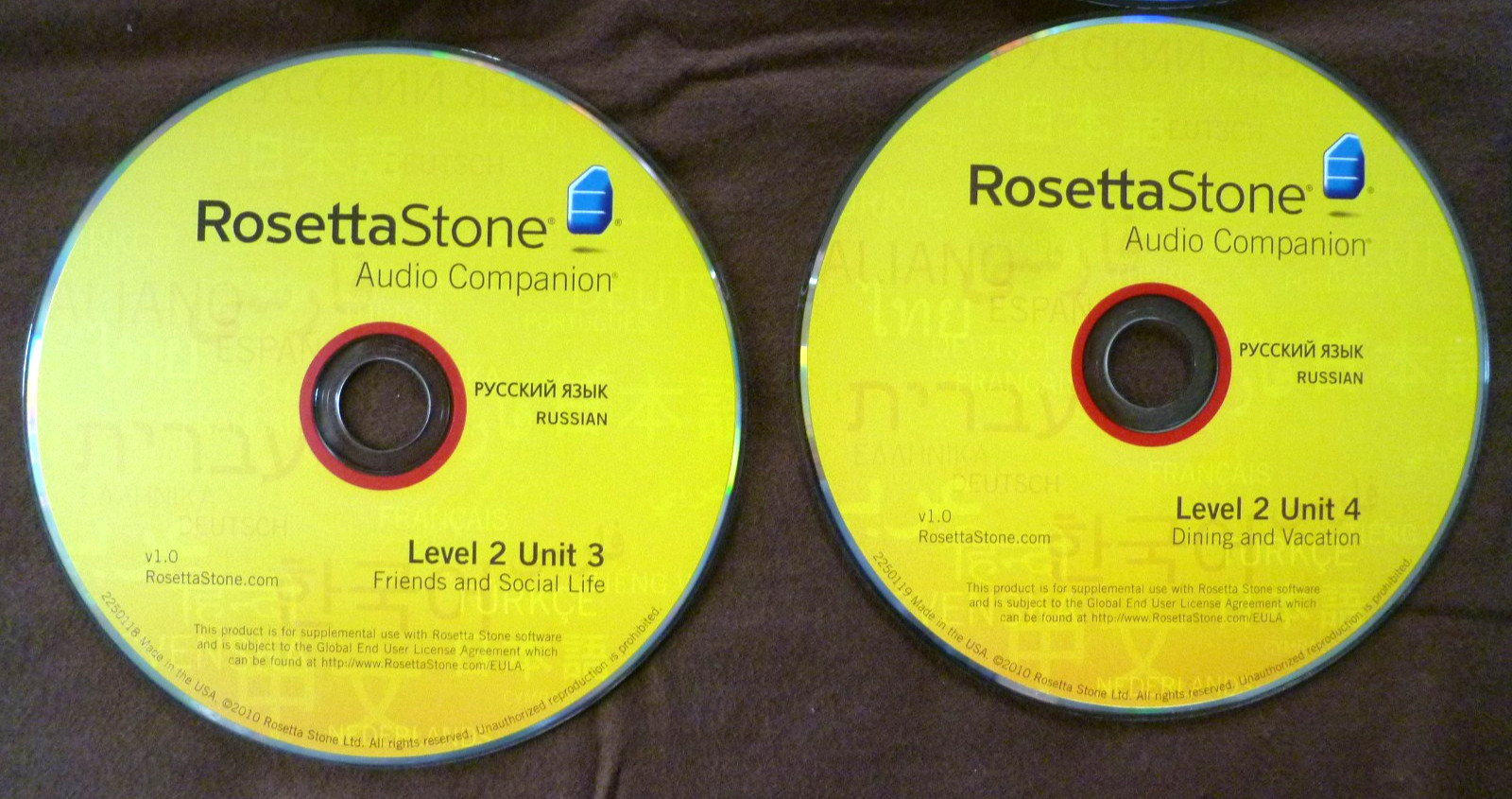 ROSETTA STONE RUSSIAN AUDIO COMPANION 4 CDs LEVEL 2, UNITS 1,2,3,4, VERSION 1.0