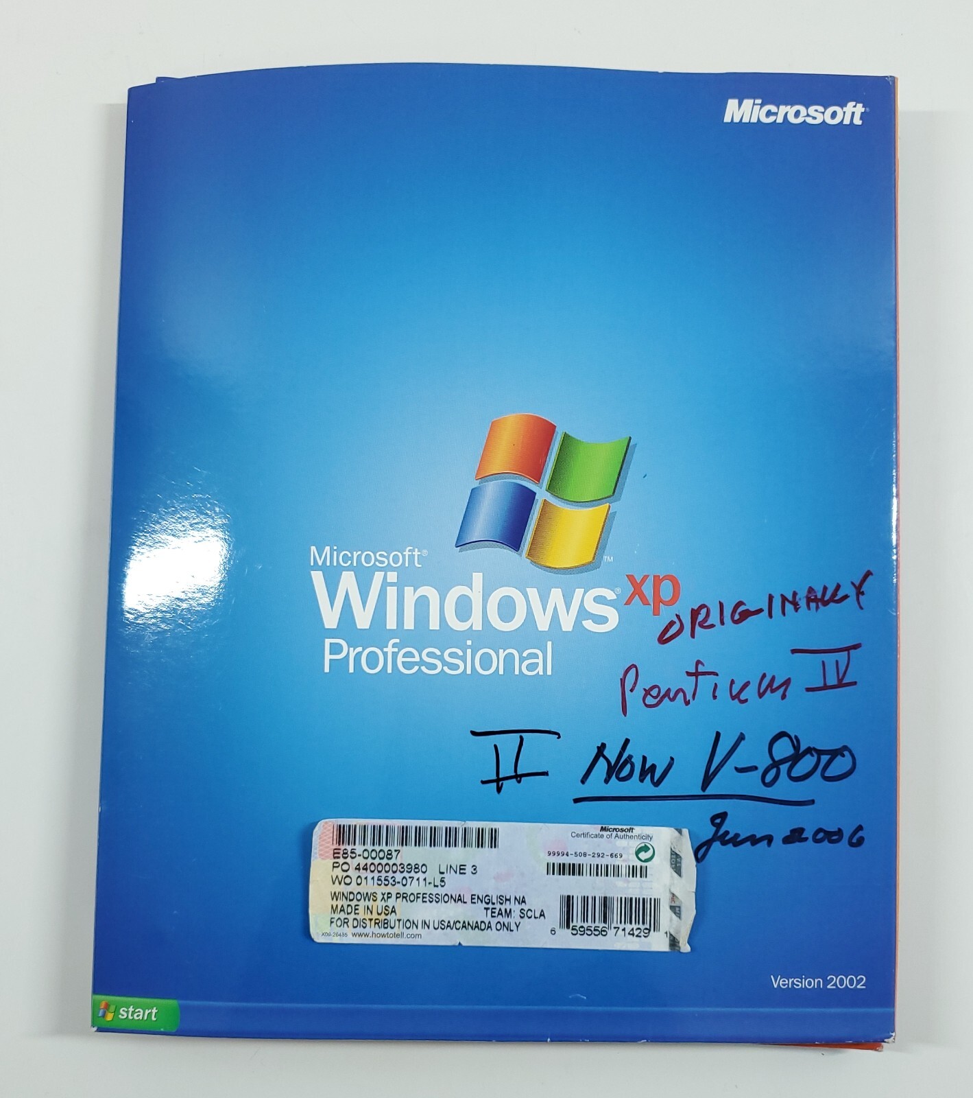 Vintage Microsoft Windows XP Professional Service Pack 1 Upgrade Ver 2002