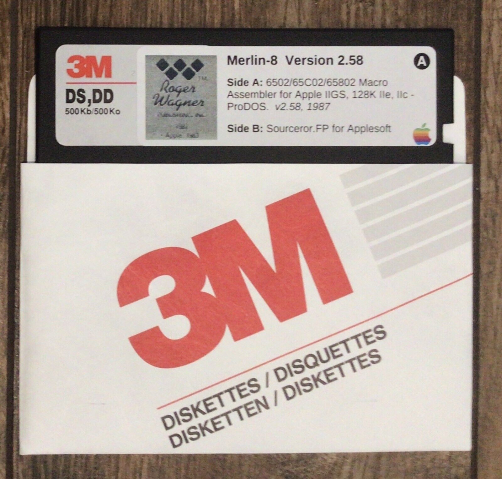 Merlin 8 Macro Assembler for Apple II – 5.25” 2-in-1 Floppy Disk