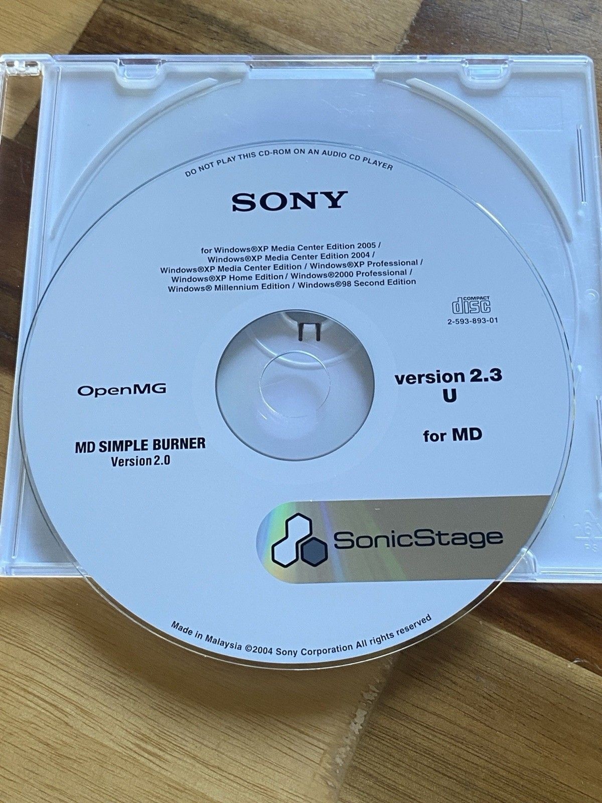 Sony SonicStage Version 2.3 for MD Simple Burner V 2.0 Open MG VTG 2004 Walkman