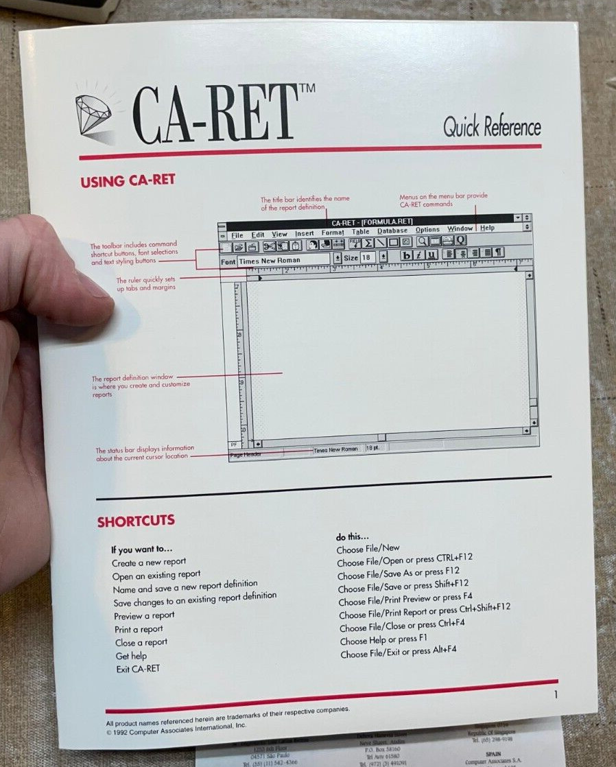 Vintage CA-Ret/ Xbase Visual Report Writer NOS Computer Associates Rare
