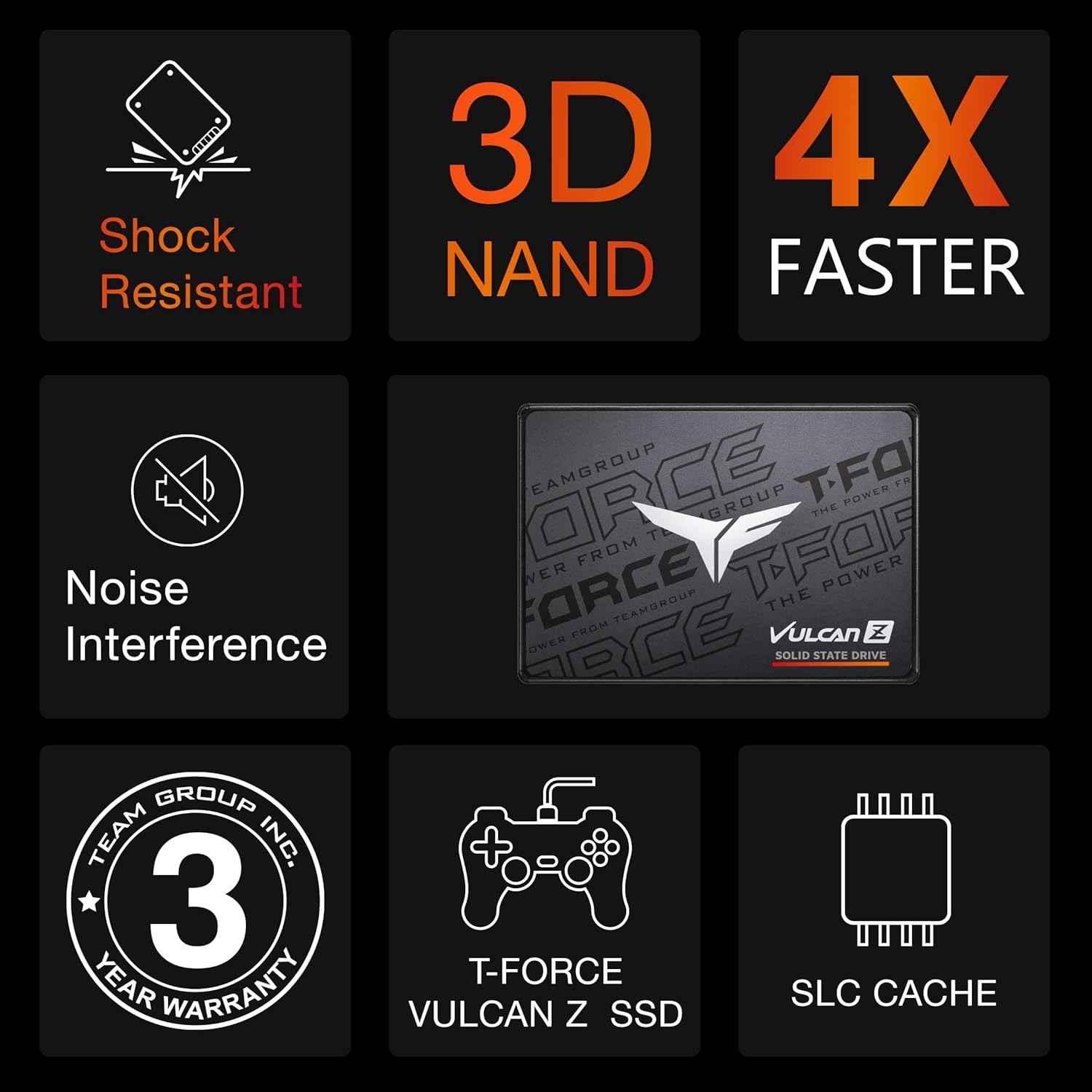 TEAMGROUP T-Force Vulcan Z 480GB SLC Cache 3D NAND TLC 2.5 Inch SATA III