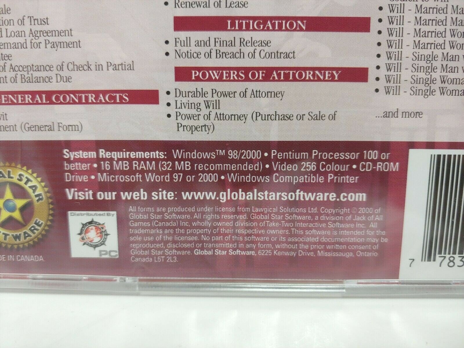 NEW “100 Professional Legal Forms For Personal Use” (CD, 2000) – Free Shipping!