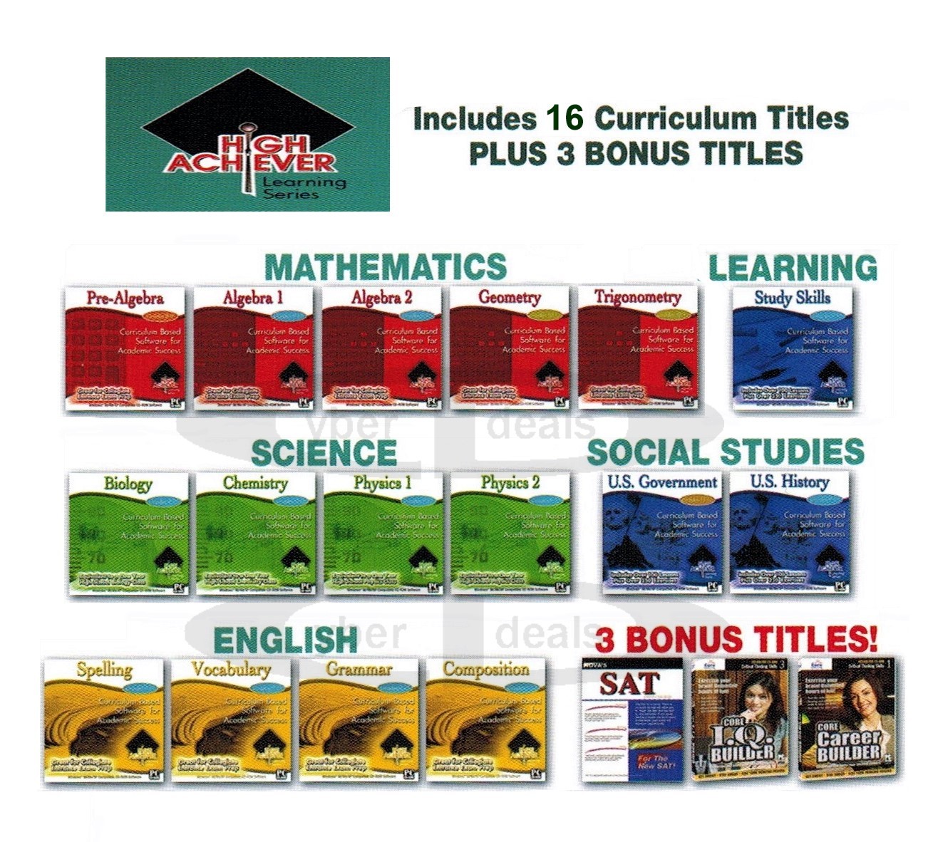 Physics 1 & 2 Sciences + Addl Core Curriculum Subjects Learning PC Software