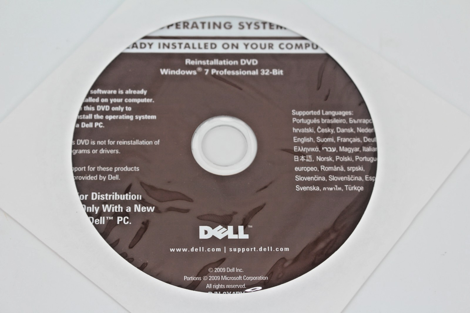 Dell Windows 7 Professional 32 Bit Reinstallation DVD Disc 0PPK5P