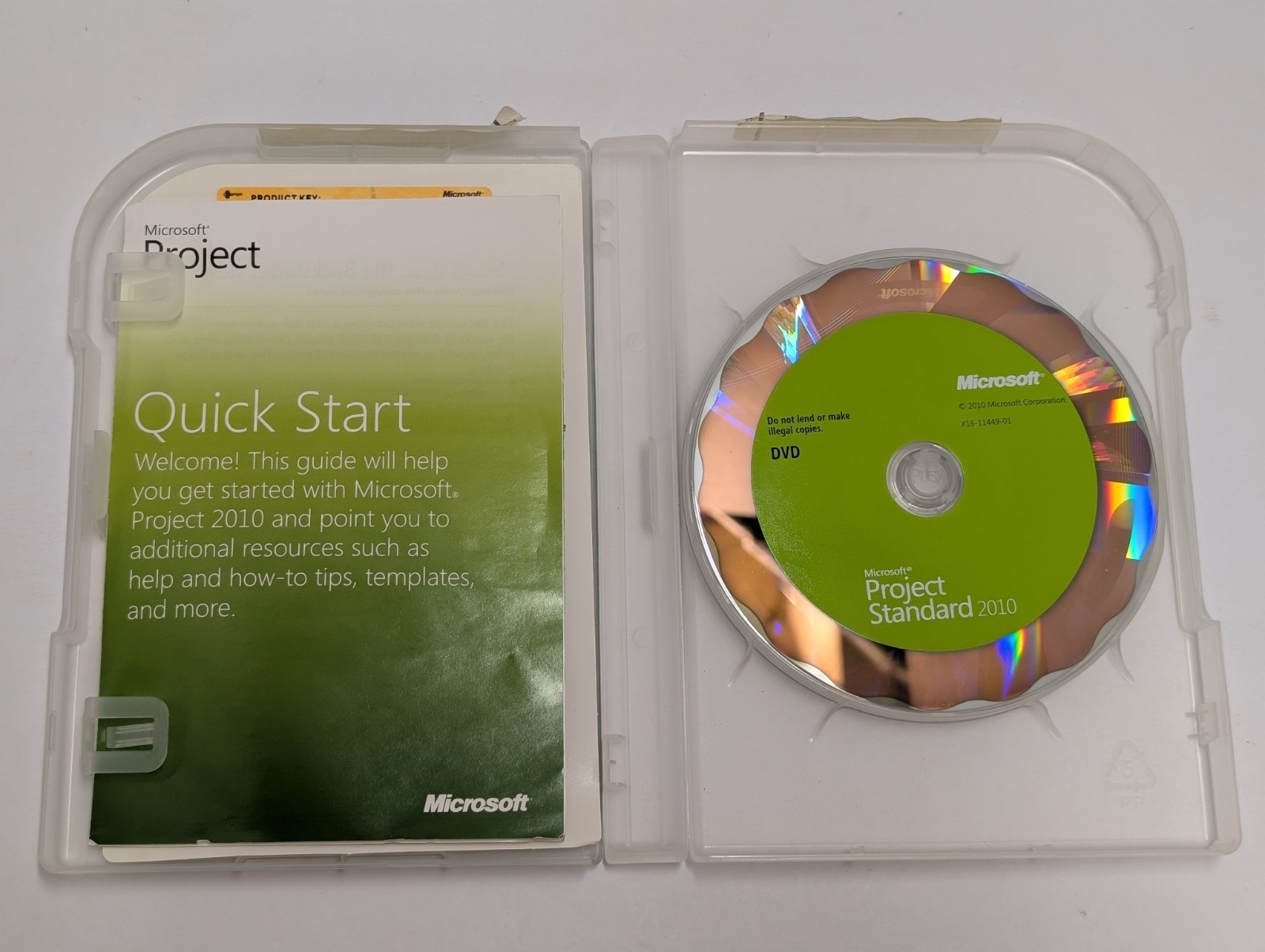 Microsoft Project Standard 2010 Used Product Key Code Disc DVD Original Package